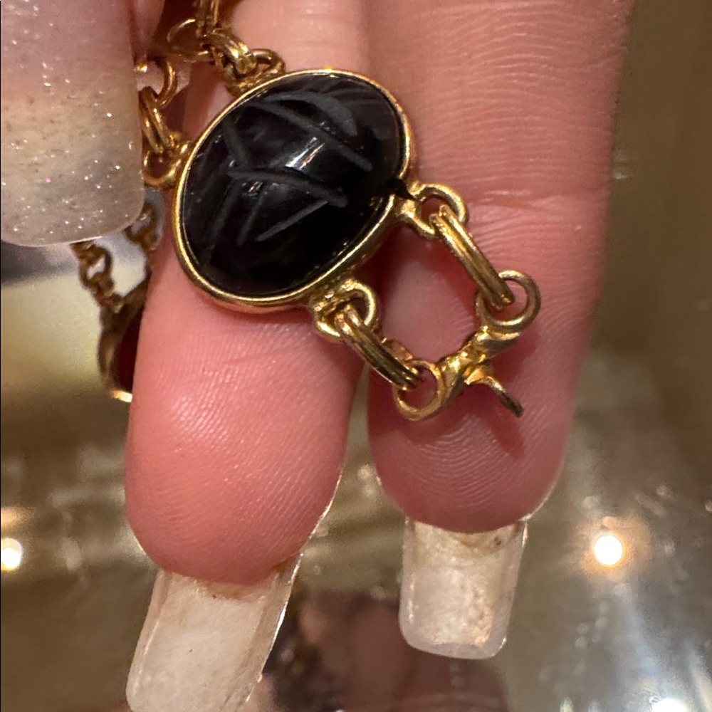 Vintage Coro 12K Gold Filled Multi-Stone Scarab Bracelet ✨ - Picture 7 of 10